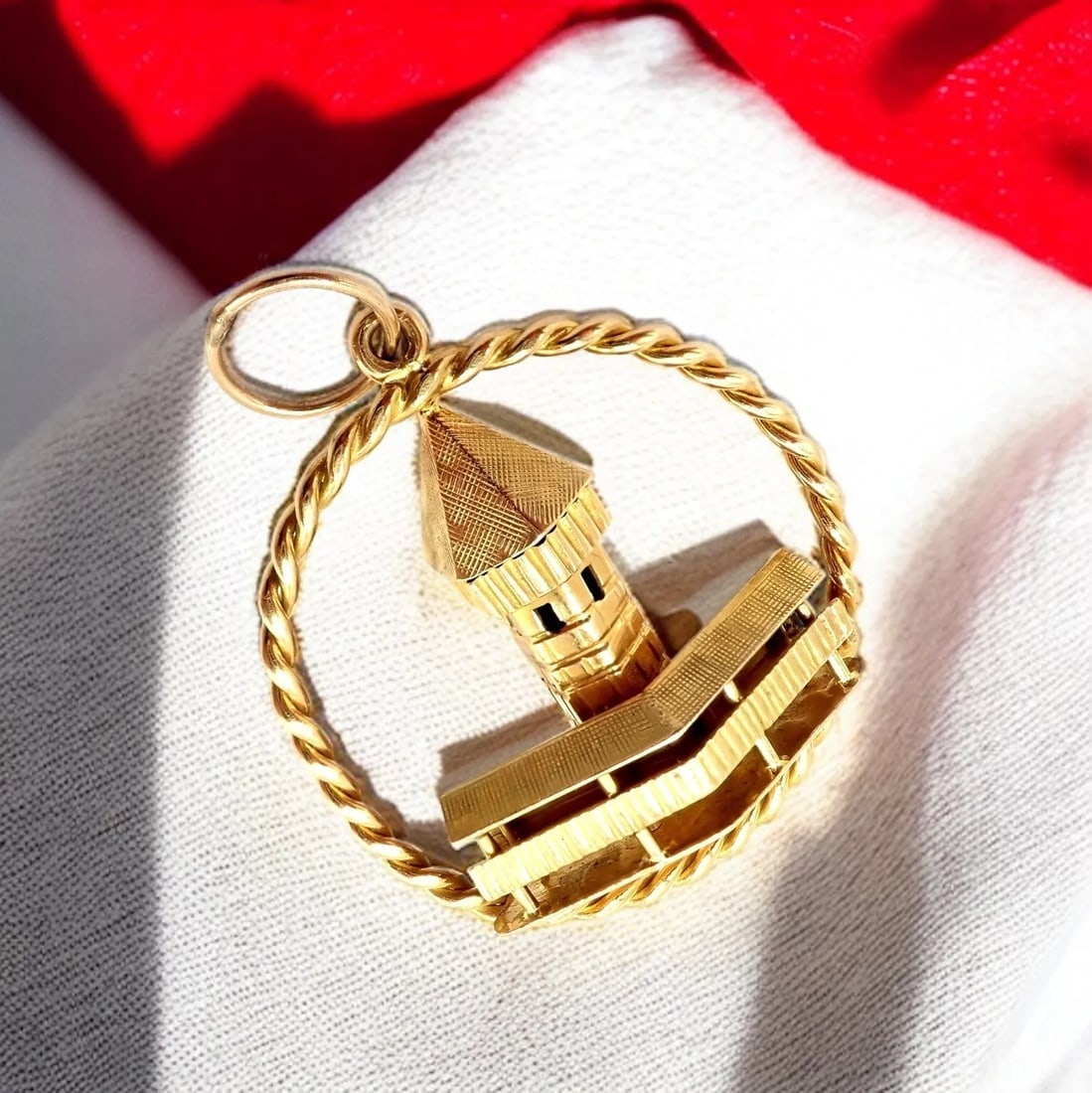 Rare! Vintage Gubelin 18k Yellow Gold Tower Charm Pendant (1 of 9)