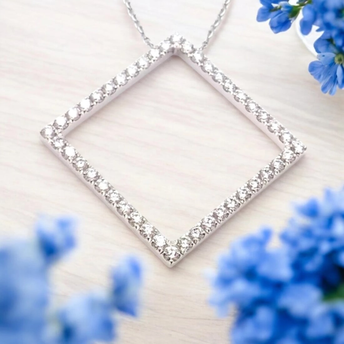 Authentic! Tiffany & Co 18k White Gold Diamond Square Necklace Belgium: Authentic! Tiffany & Co 18k White Gold Diamond Square Necklace Belgium Product Description About This Piece: This Tiffany & Co. necklace, crafted in 18k white gold, features a sleek square pendant ado