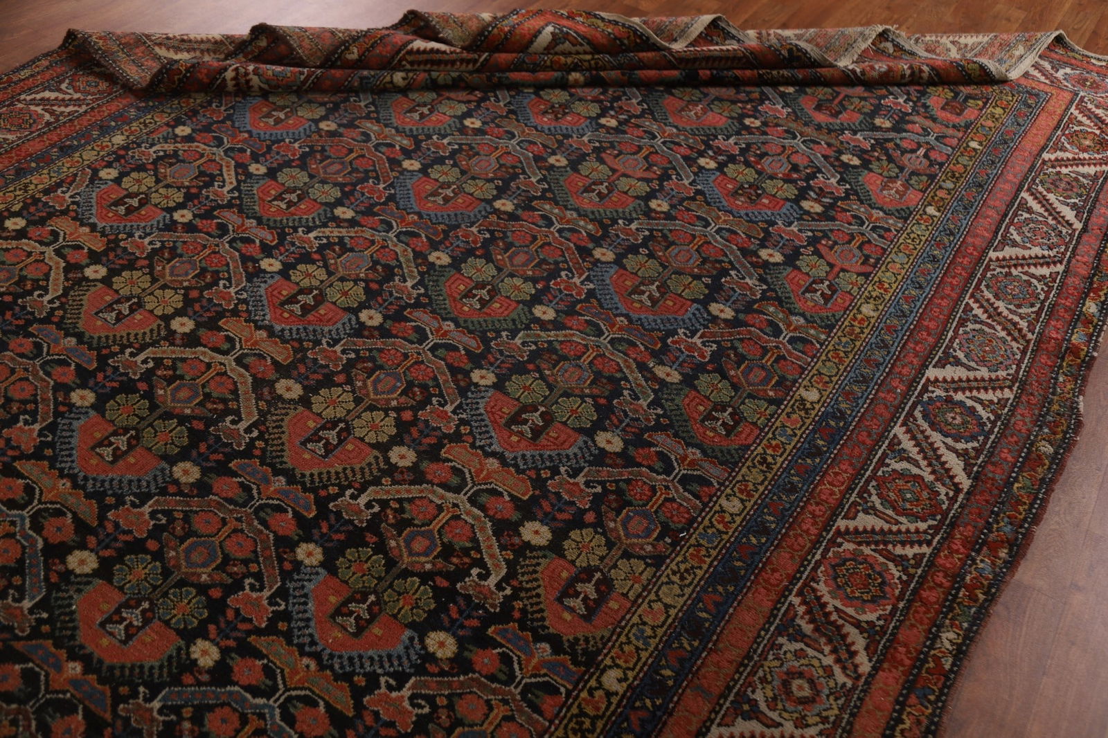 Pre-1900 Antique Malayer Vegetable Dye Persian Rug 7x20 - 16
