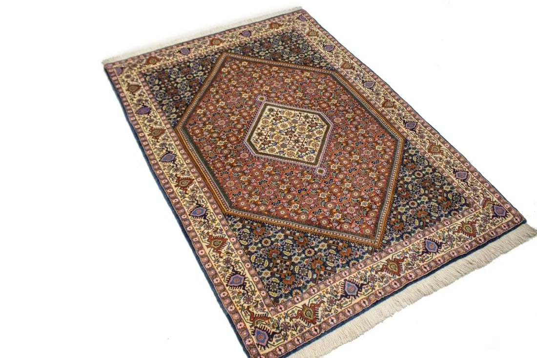 Vintage Floral Geometric 4X5'7 Bidjar Persian Rug - 6