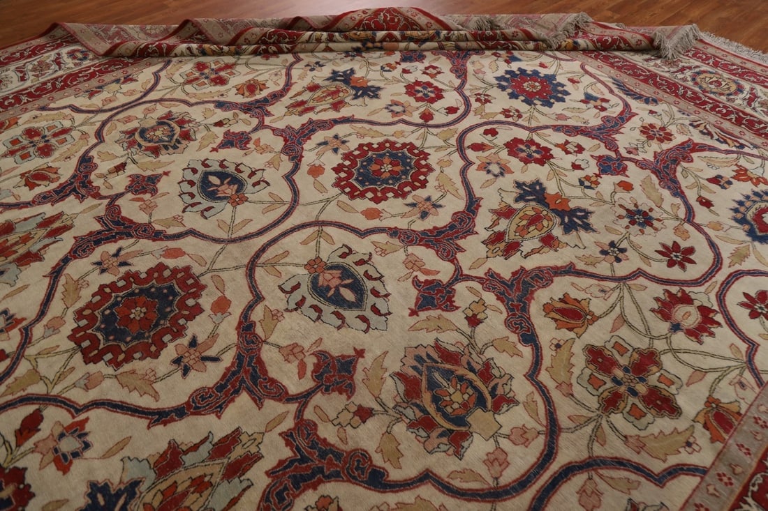 Pre-1900 Antique Kerman Lavar Vegetable Dye Persian Rug 12x14 - 19