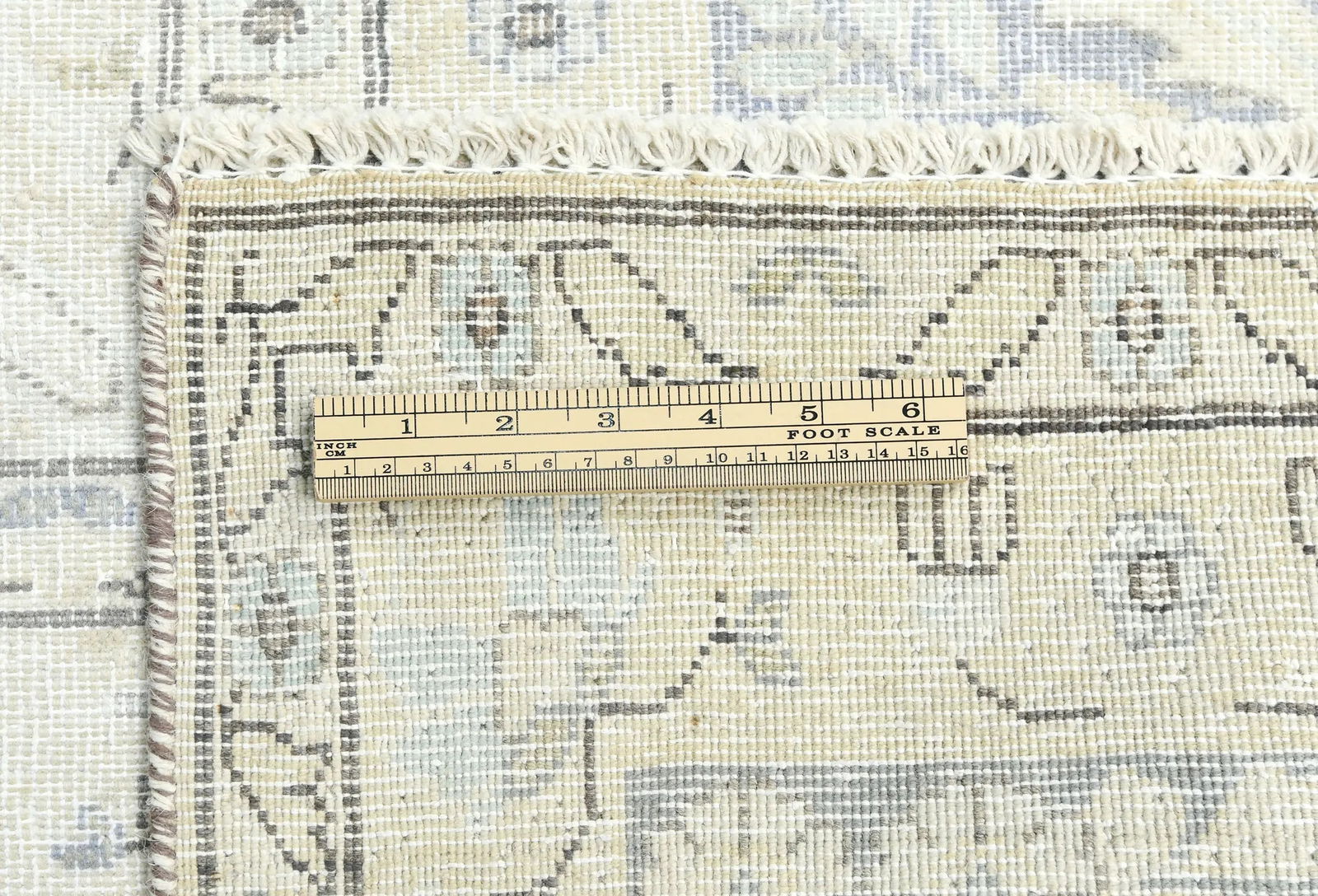 Muted Cream Floral 10X13 Distressed Vintage Oriental Rug - 11