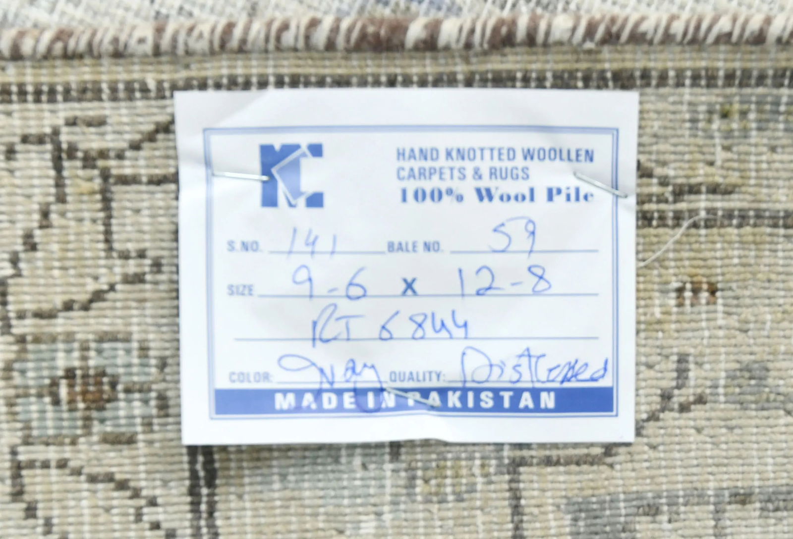 Muted Cream Floral 10X13 Distressed Vintage Oriental Rug - 13