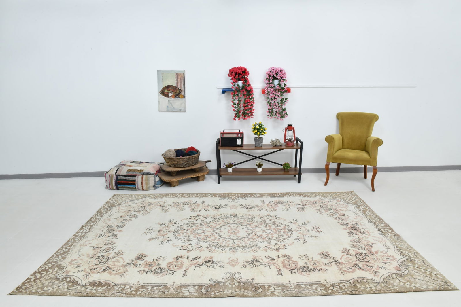 6'9'' x 10'3'' Handmade Vintage Wool Rug - 21539 - 5