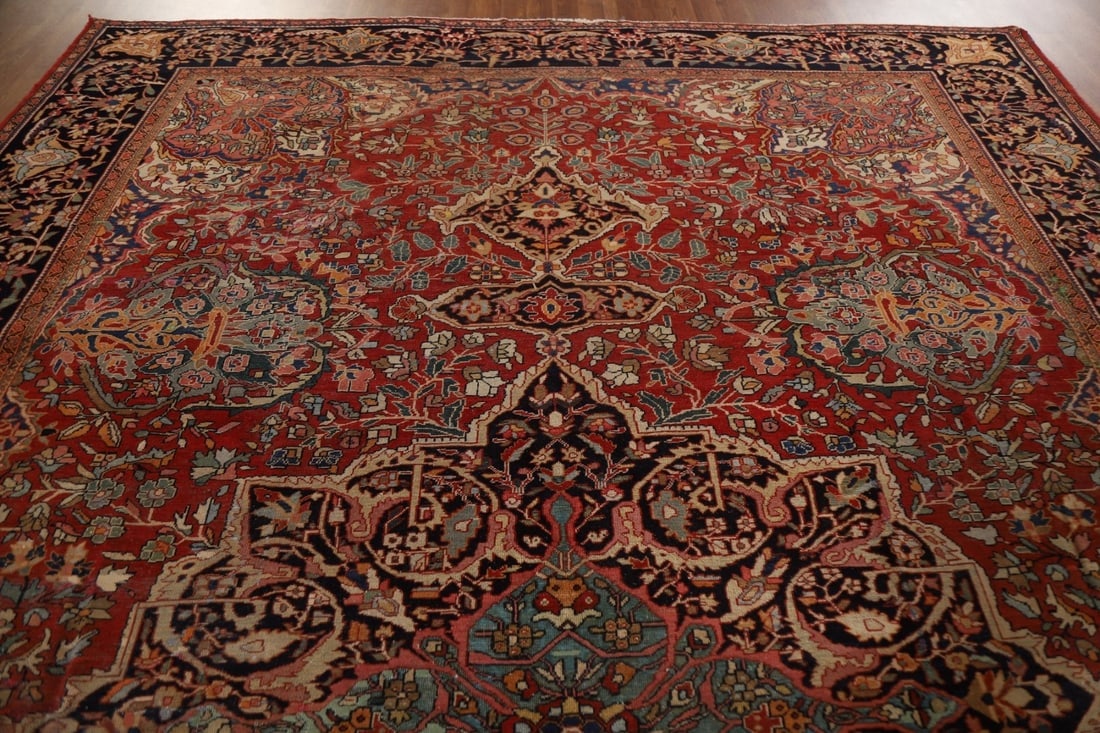 Pre-1900 Antique Sarouk Farahan Persian Vegetable Dye Rug 10x13 - 16