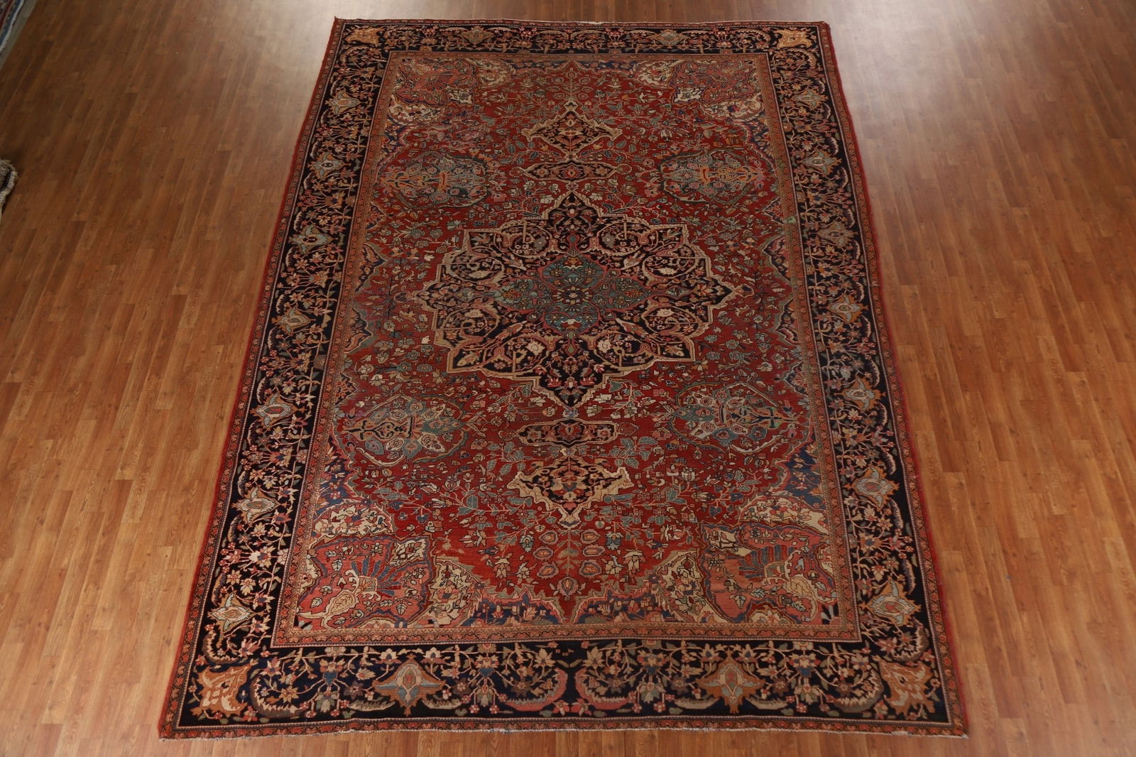 Pre-1900 Antique Sarouk Farahan Persian Vegetable Dye Rug 10x13 - 3
