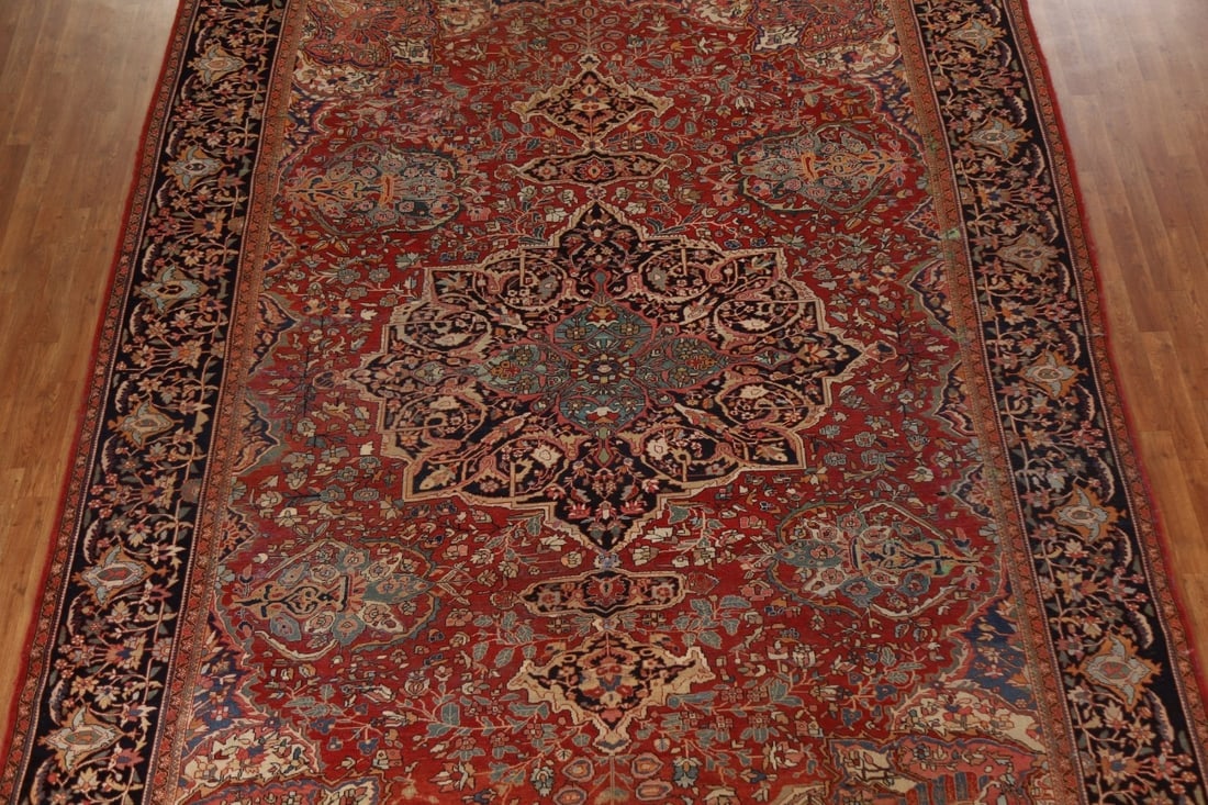 Pre-1900 Antique Sarouk Farahan Persian Vegetable Dye Rug 10x13 - 4