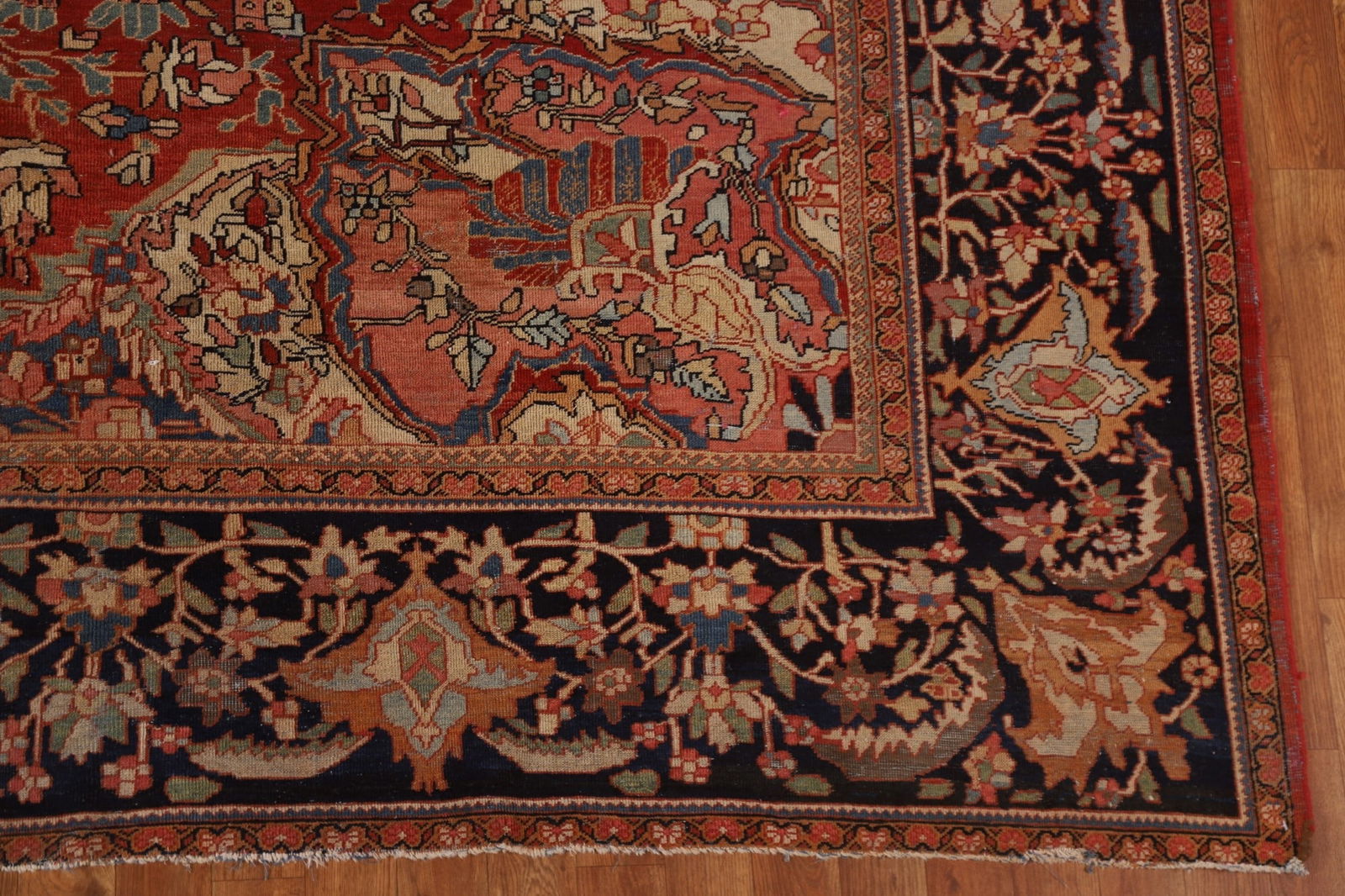 Pre-1900 Antique Sarouk Farahan Persian Vegetable Dye Rug 10x13 - 7