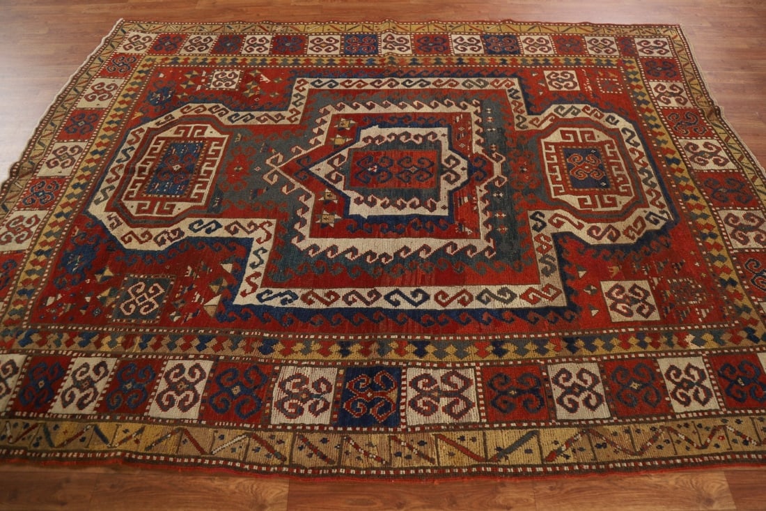 Pre-1900 Antique Vegetable Dye Kazak Persian Area Rug 6x9 - 15