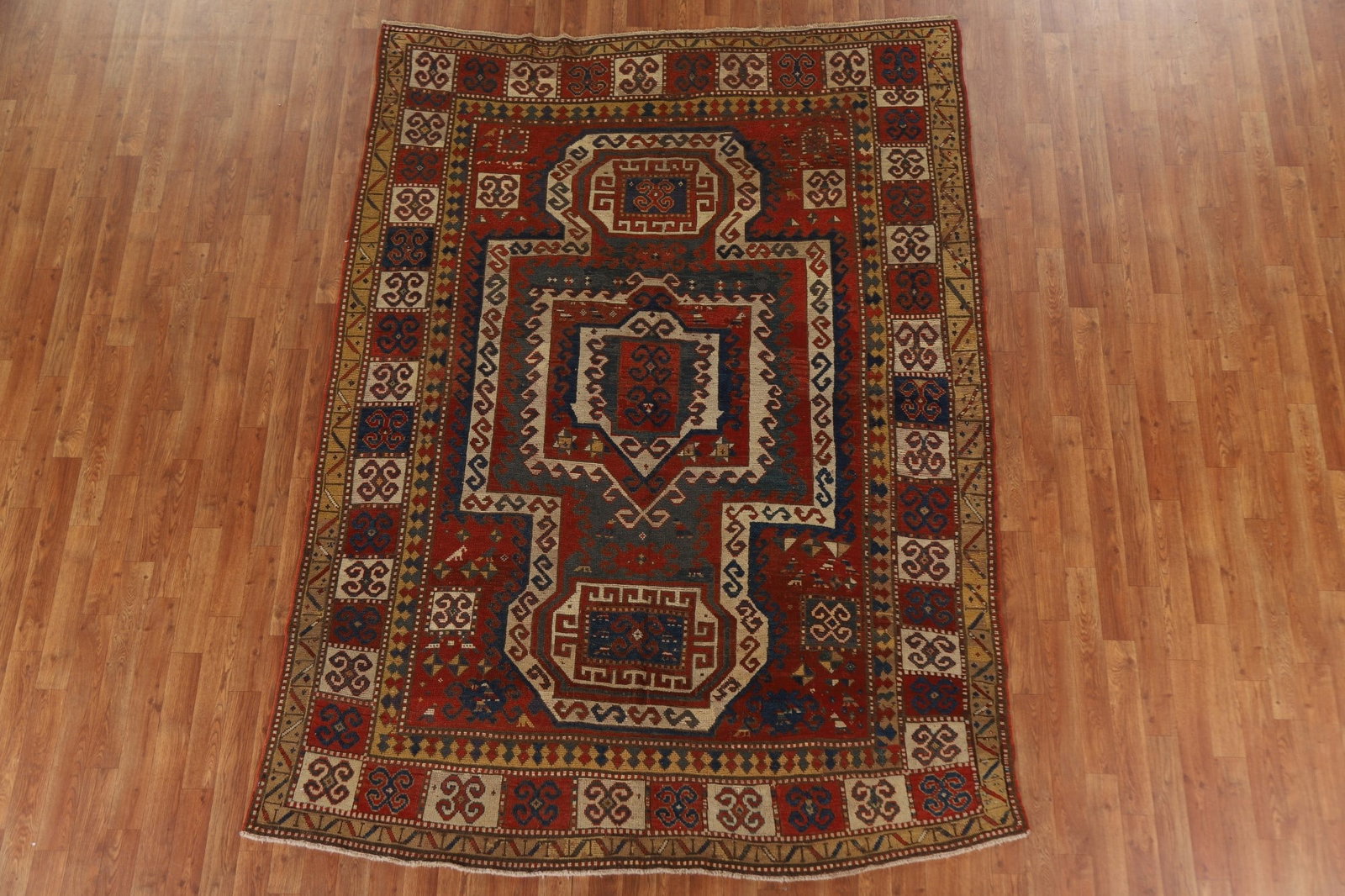 Pre-1900 Antique Vegetable Dye Kazak Persian Area Rug 6x9 - 16