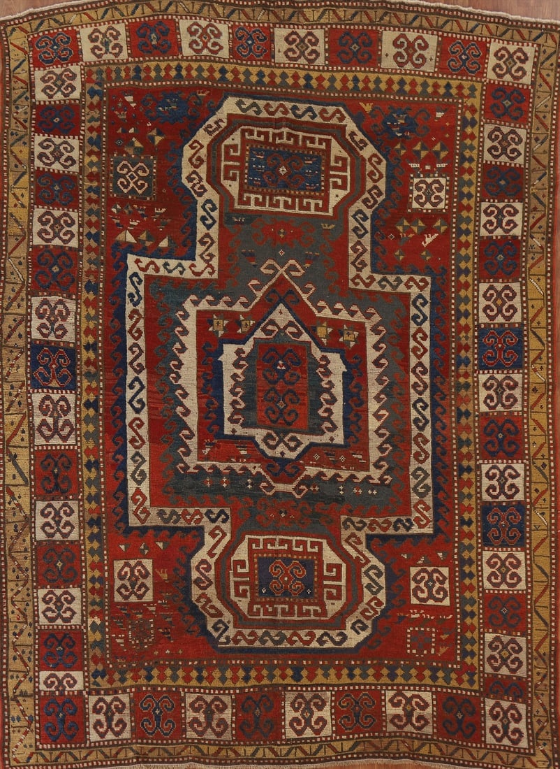 Pre-1900 Antique Vegetable Dye Kazak Persian Area Rug 6x9 (1 of 20)