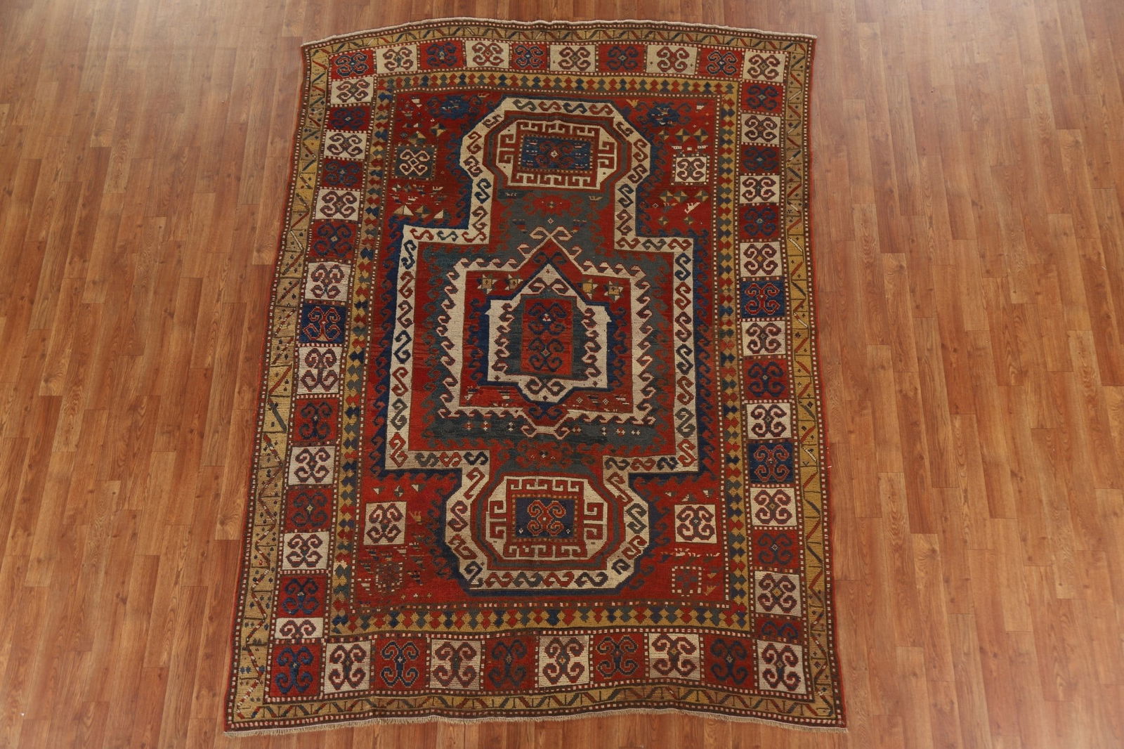 Pre-1900 Antique Vegetable Dye Kazak Persian Area Rug 6x9 - 3