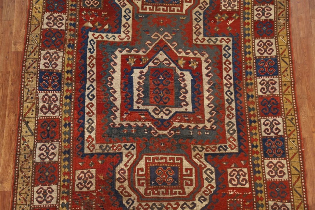 Pre-1900 Antique Vegetable Dye Kazak Persian Area Rug 6x9 - 4