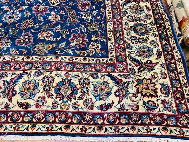Singed Antique persian Yazd Kirman Rug-3491 - 5