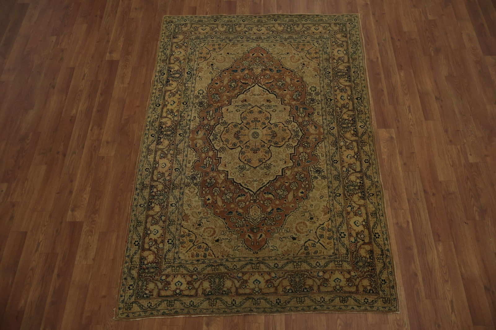 Pre-1900 Antique Vegetable Dye Tabriz Haj Jalili Persian Rug 4x6 - 3