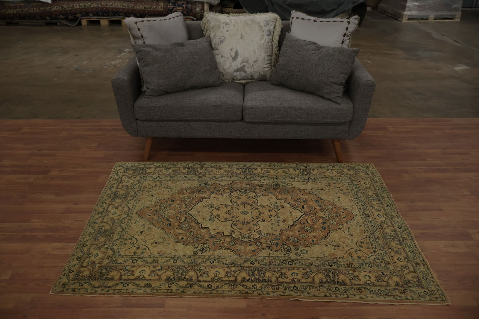 Pre-1900 Antique Vegetable Dye Tabriz Haj Jalili Persian Rug 4x6 - 4