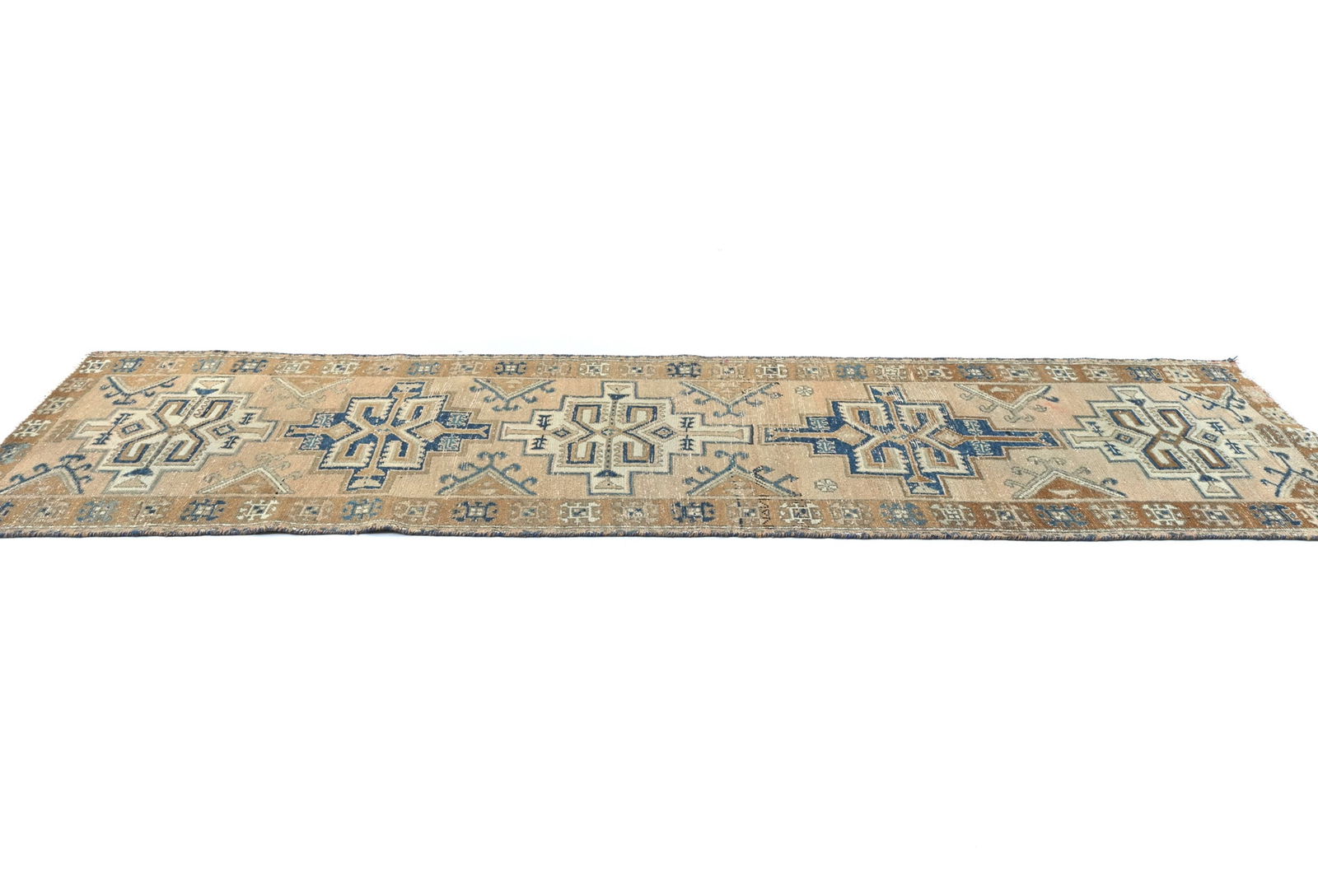 Semi Antique Geometric Tribal 3X9 Vintage Oriental Runner Rug - 4