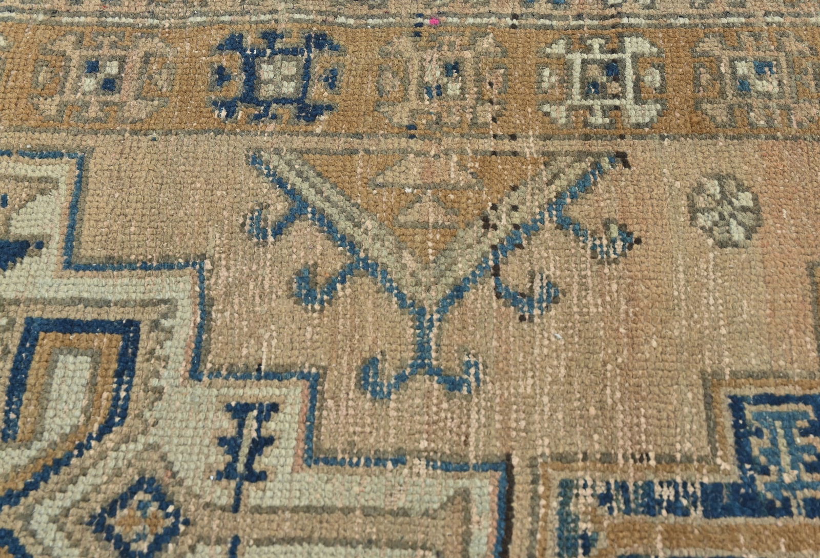 Semi Antique Geometric Tribal 3X9 Vintage Oriental Runner Rug - 7