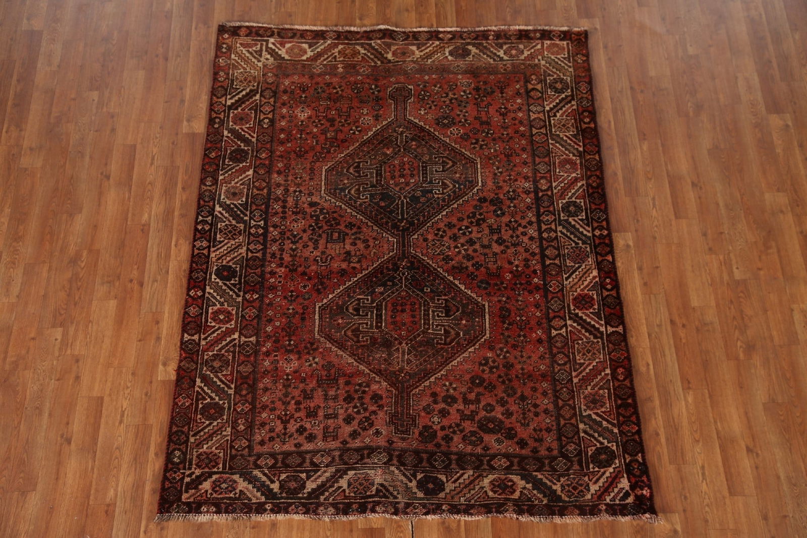Antique Vegetable Dye Qashqai Persian Rug 5x6 - 16