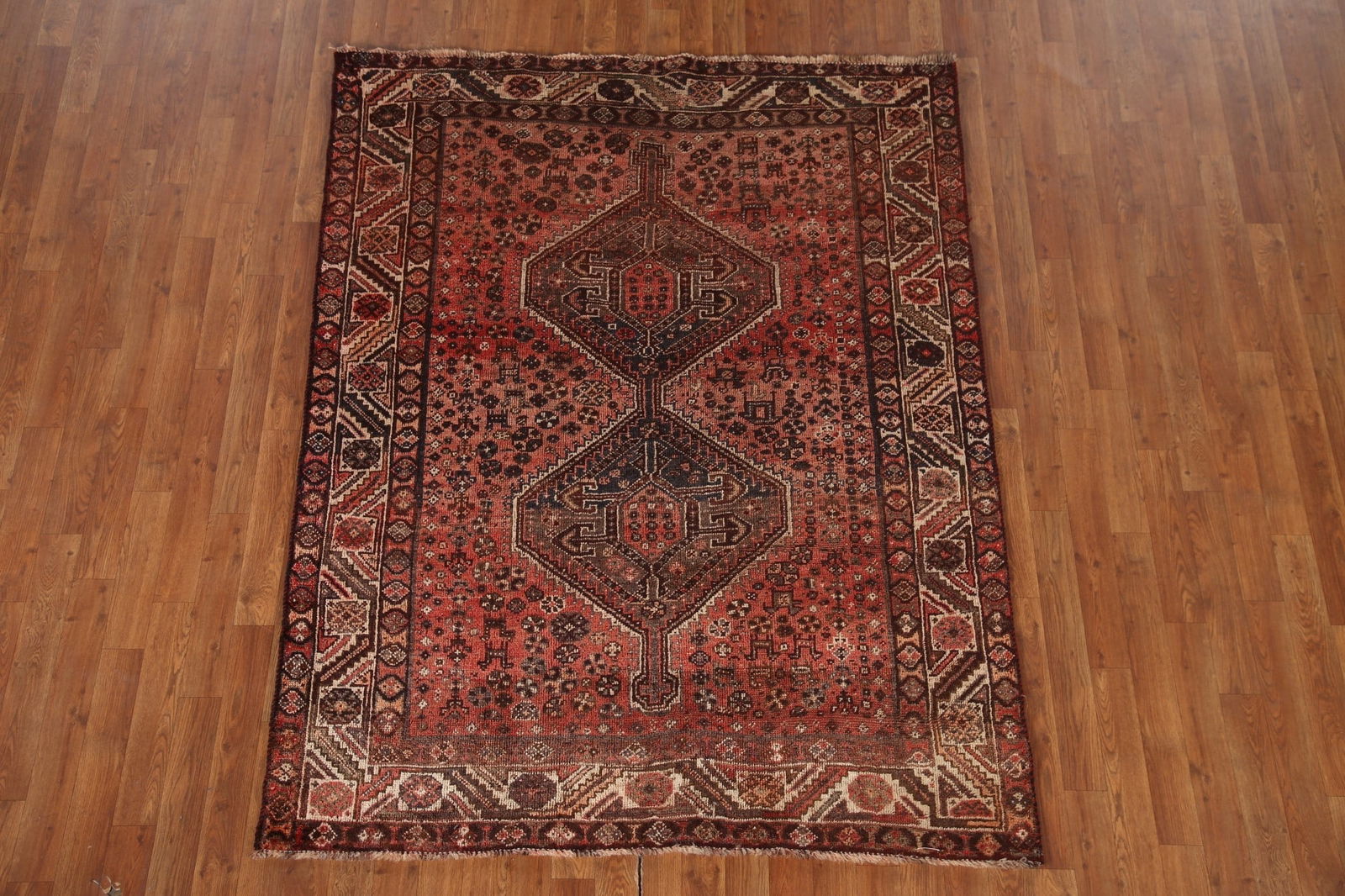 Antique Vegetable Dye Qashqai Persian Rug 5x6 - 3