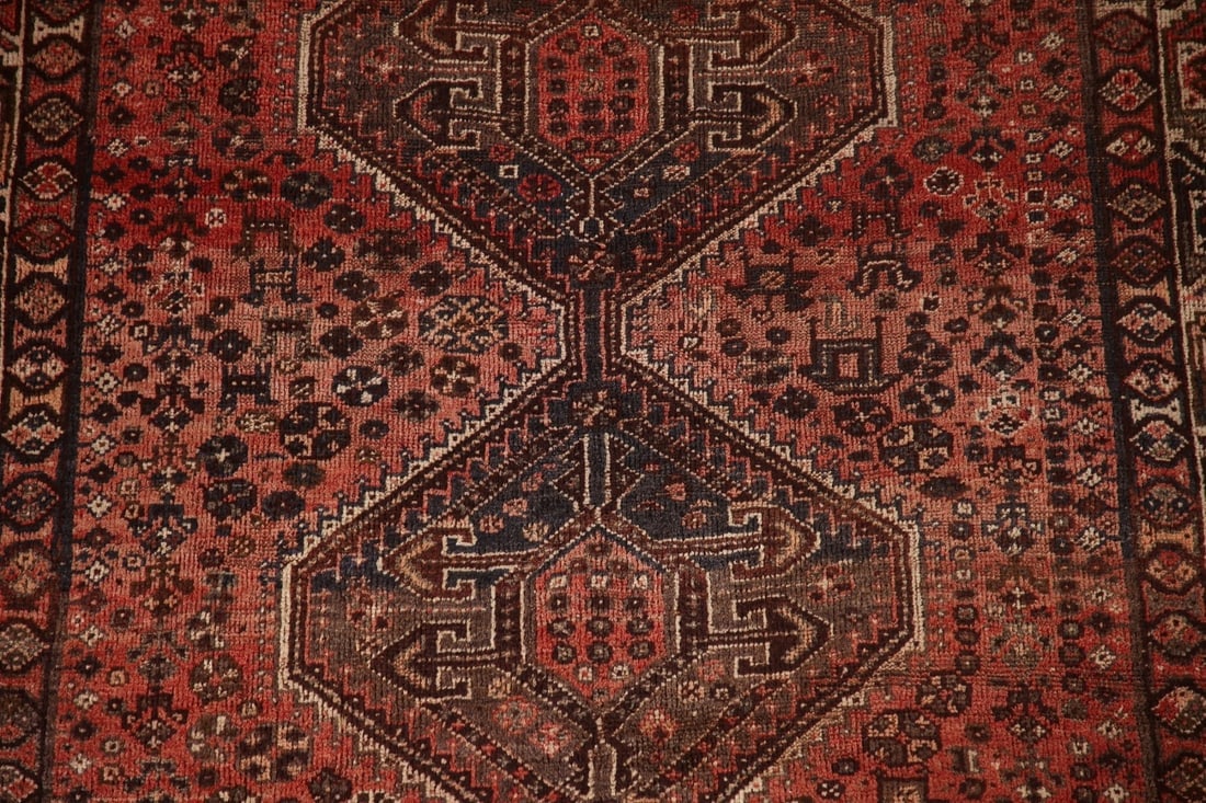 Antique Vegetable Dye Qashqai Persian Rug 5x6 - 5
