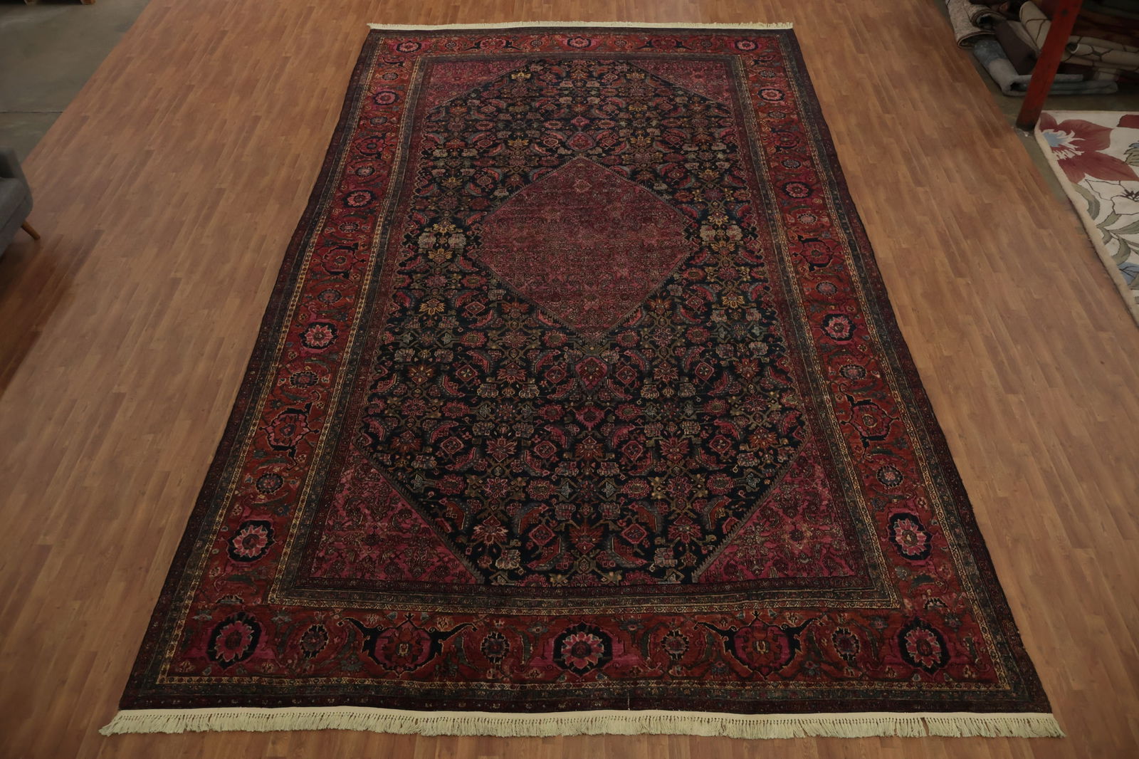 Pre-1900 Antique Bibikabad Persian Vegetable Dye Rug 12x22 - 2