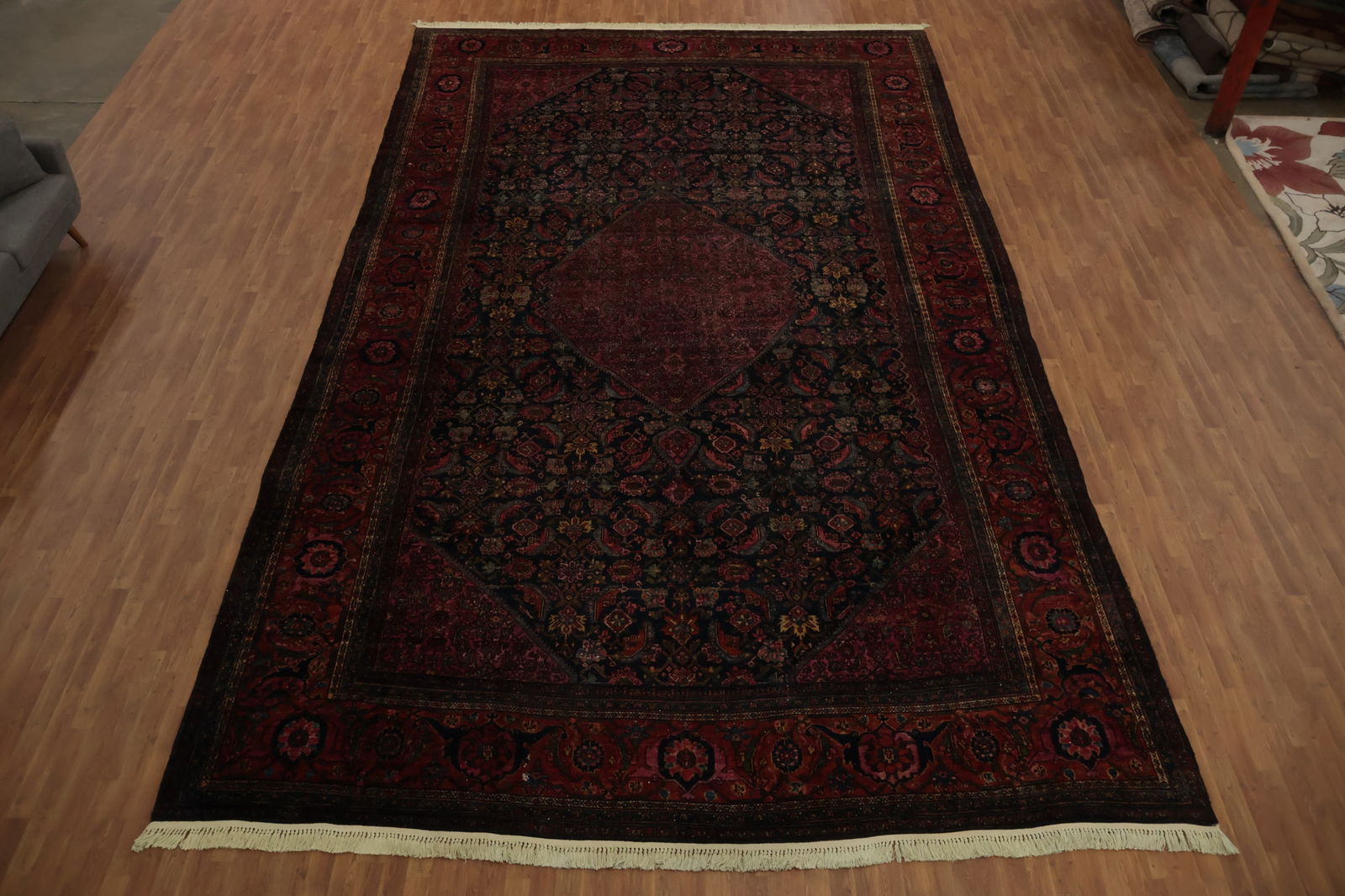 Pre-1900 Antique Bibikabad Persian Vegetable Dye Rug 12x22 - 4