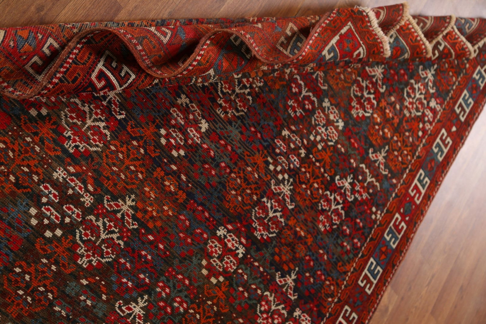 Pre-1900 Antique Kazak Vegetable Dye Oriental Rug 4x7 - 17