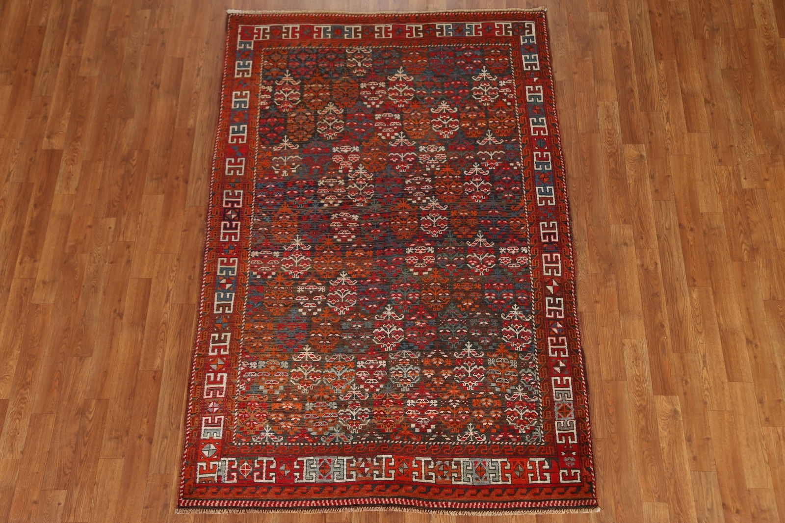 Pre-1900 Antique Kazak Vegetable Dye Oriental Rug 4x7 - 3