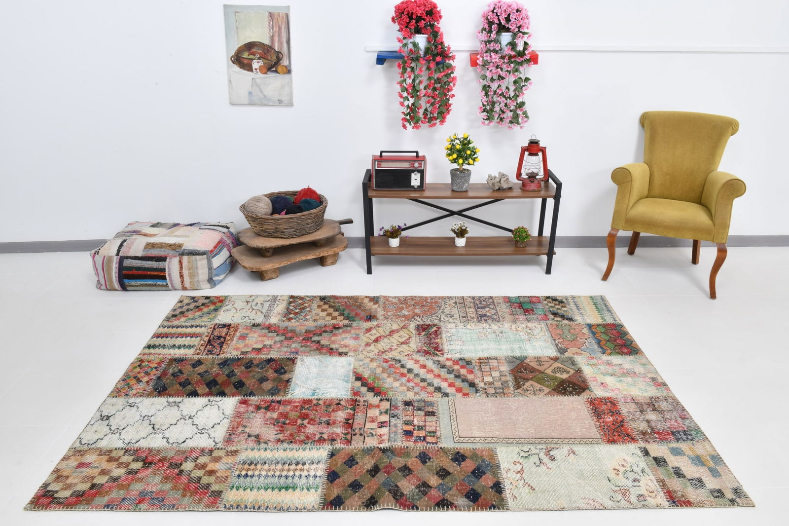 5'6'' x 8'2'' Handmade Vintage Wool Rug - 21608 - 5