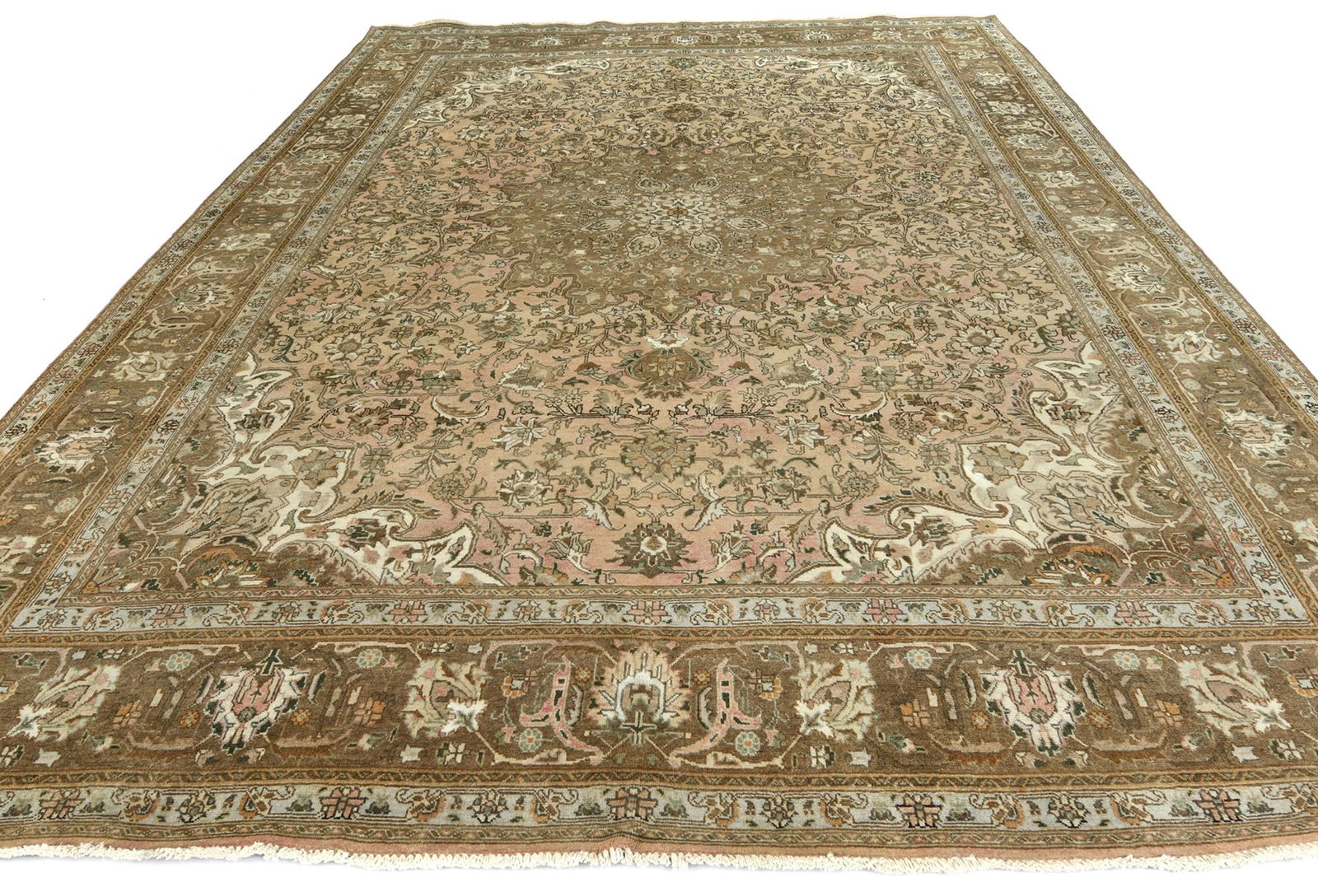 Light Peach Semi Antique Classic Floral 10X13 Vintage Oriental Rug - 3