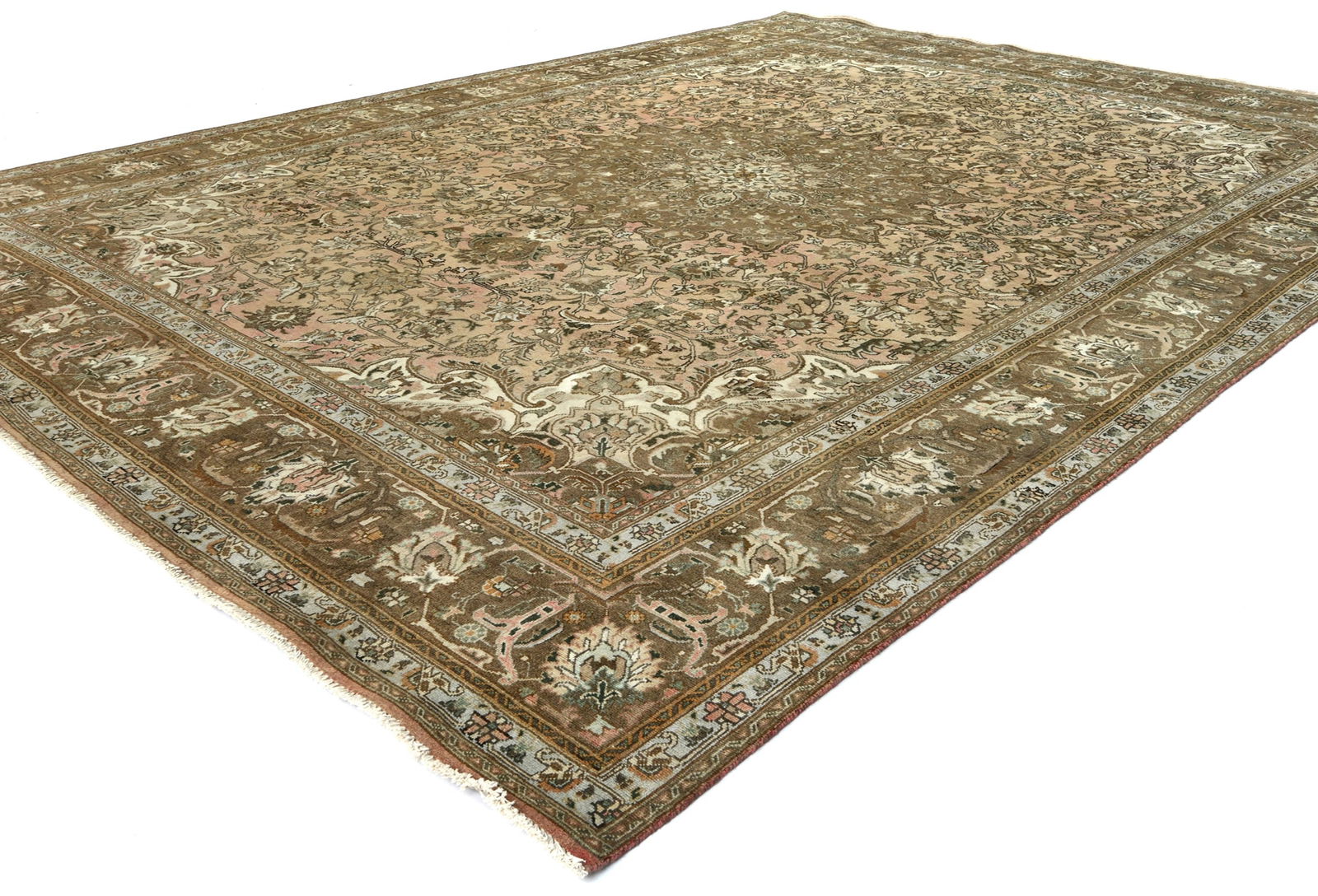 Light Peach Semi Antique Classic Floral 10X13 Vintage Oriental Rug - 4