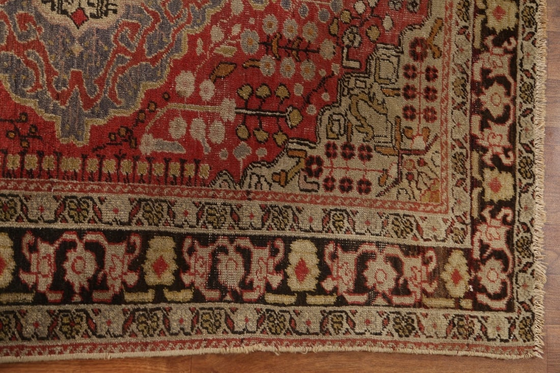 Pre-1900 Antique Vegetable Dye Oushak Turkish Rug 4x6 - 13