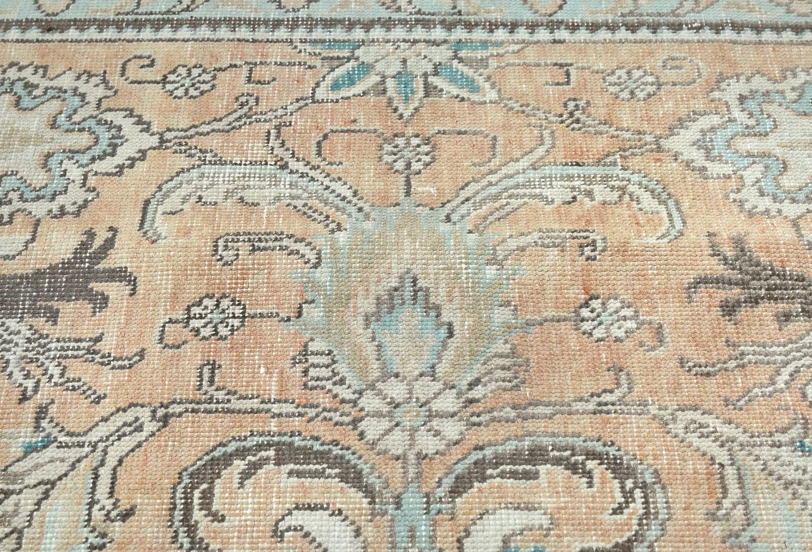 Semi Antique Muted Light Peach Floral 8X11 Distressed Vintage Oriental Rug - 5