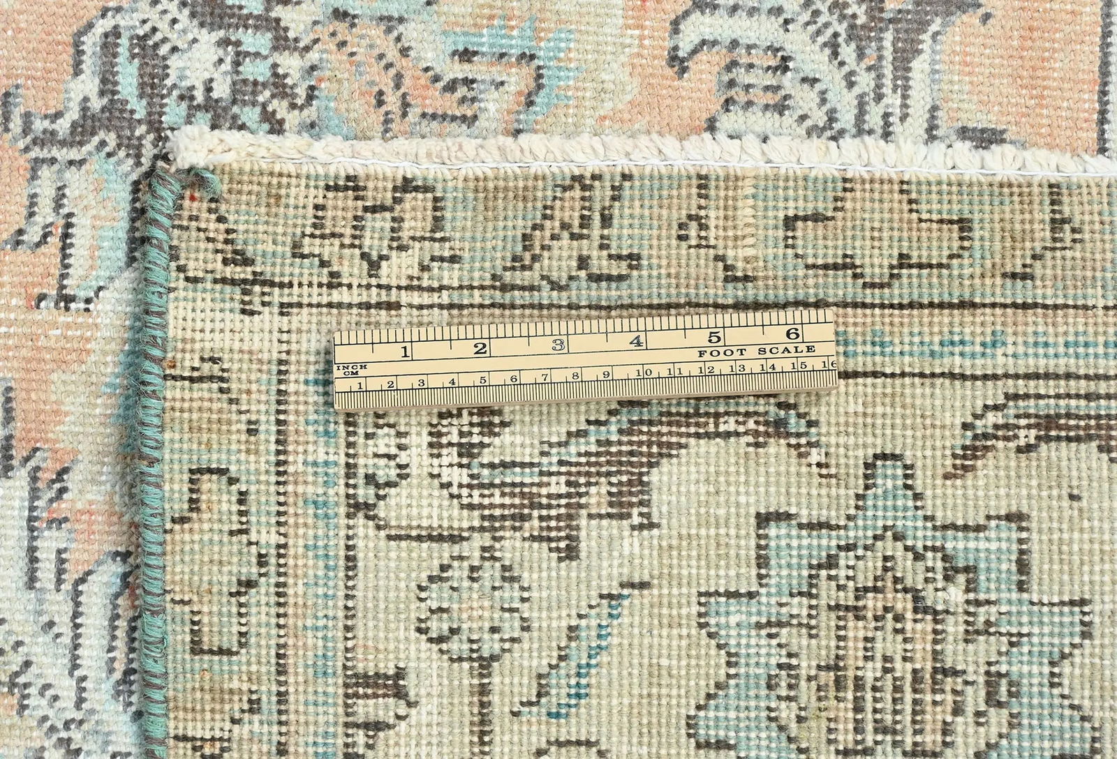 Semi Antique Muted Light Peach Floral 8X11 Distressed Vintage Oriental Rug - 9