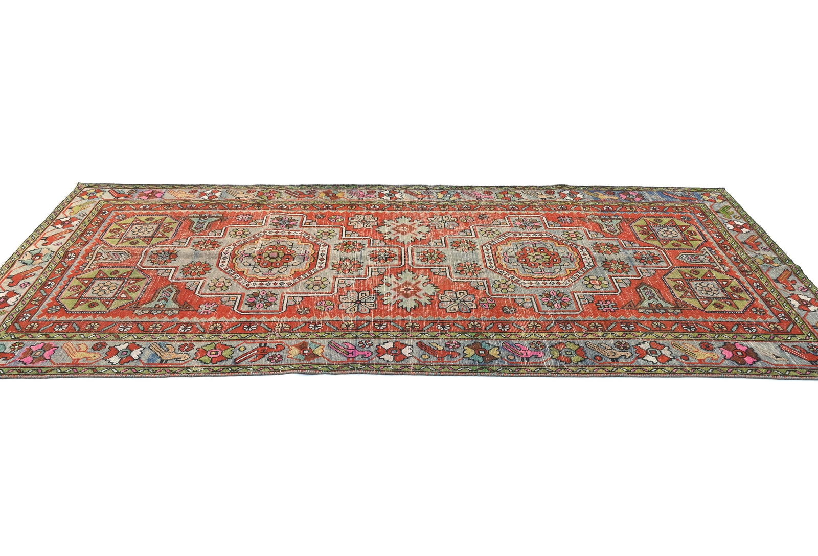 Semi Antique Tribal Pictorial 4'5X9'4 Vintage Runner Oriental Rug - 5