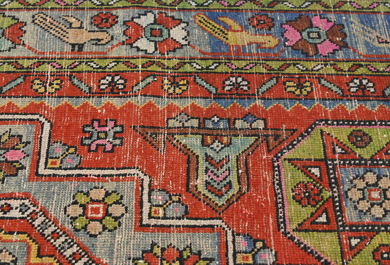 Semi Antique Tribal Pictorial 4'5X9'4 Vintage Runner Oriental Rug - 8