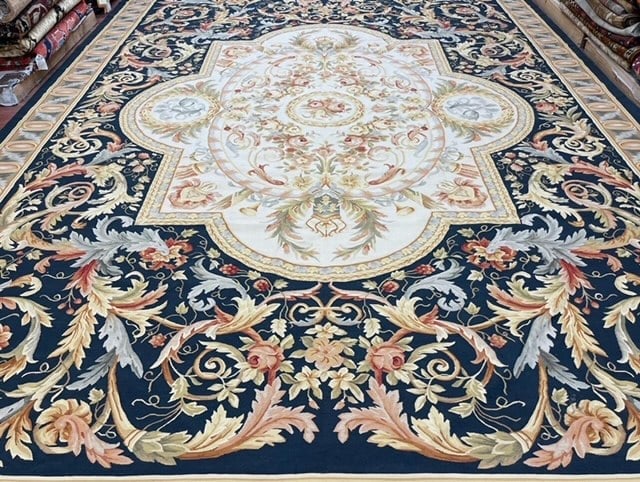 Vintage Neddlepoint Aubussan Rug-FA - 2