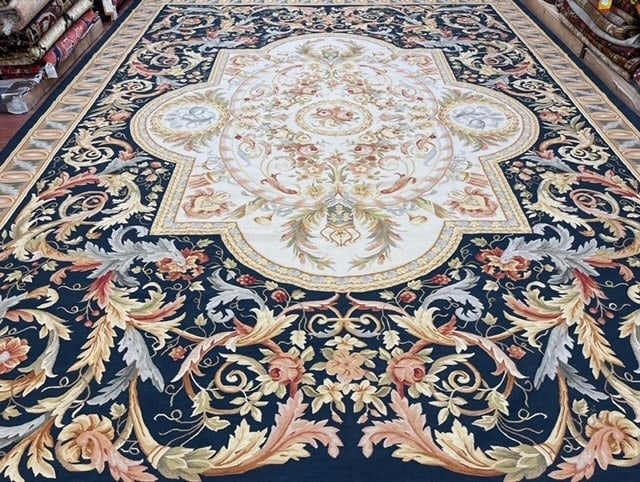 Vintage Neddlepoint Aubussan Rug-FA - 3