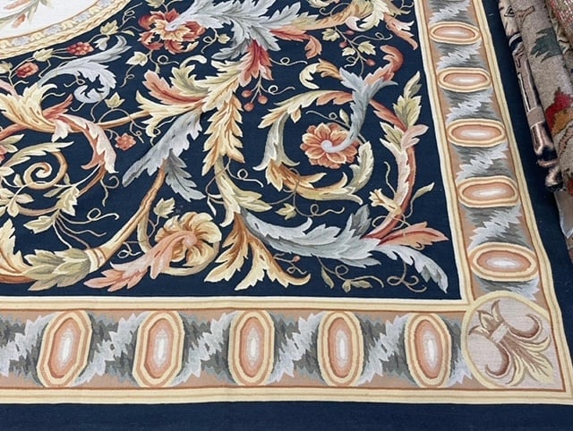 Vintage Neddlepoint Aubussan Rug-FA - 7