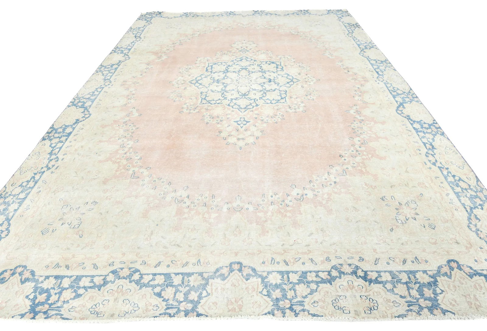 Antique Muted Rust Floral 8X12 Distressed Vintage Oriental Rug - 2