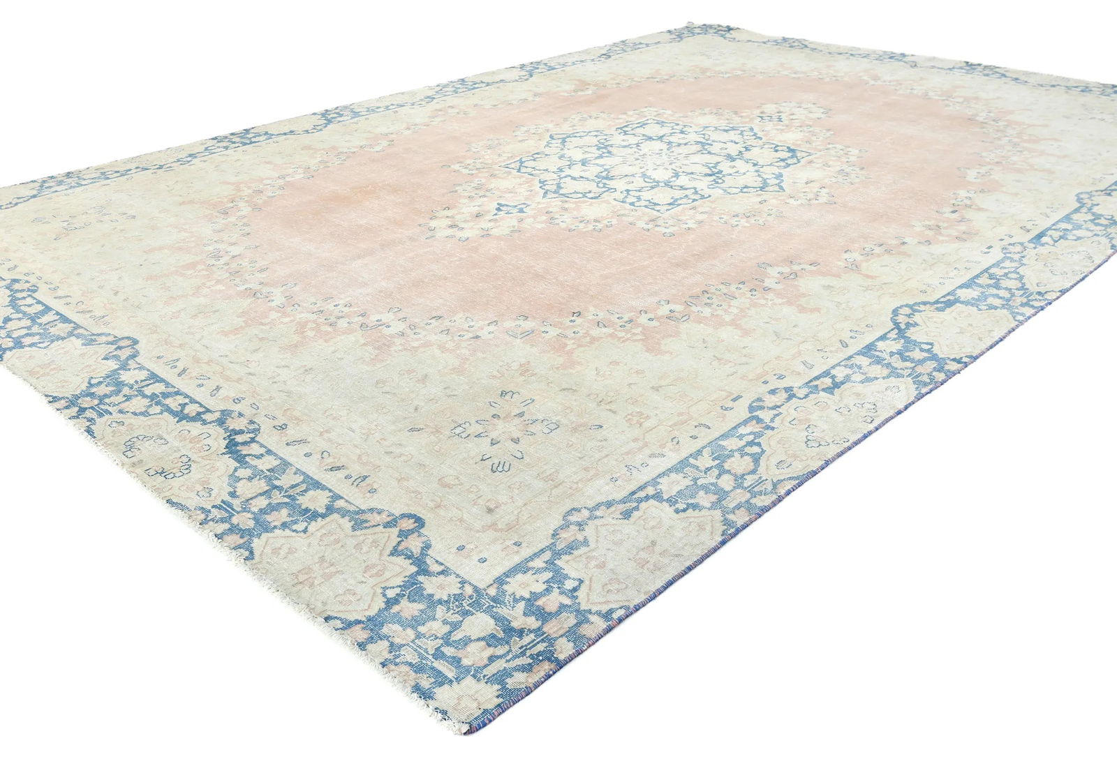 Antique Muted Rust Floral 8X12 Distressed Vintage Oriental Rug - 3