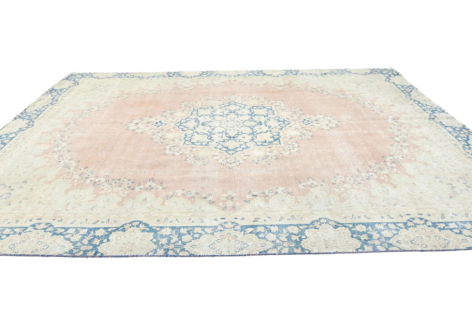 Antique Muted Rust Floral 8X12 Distressed Vintage Oriental Rug - 4