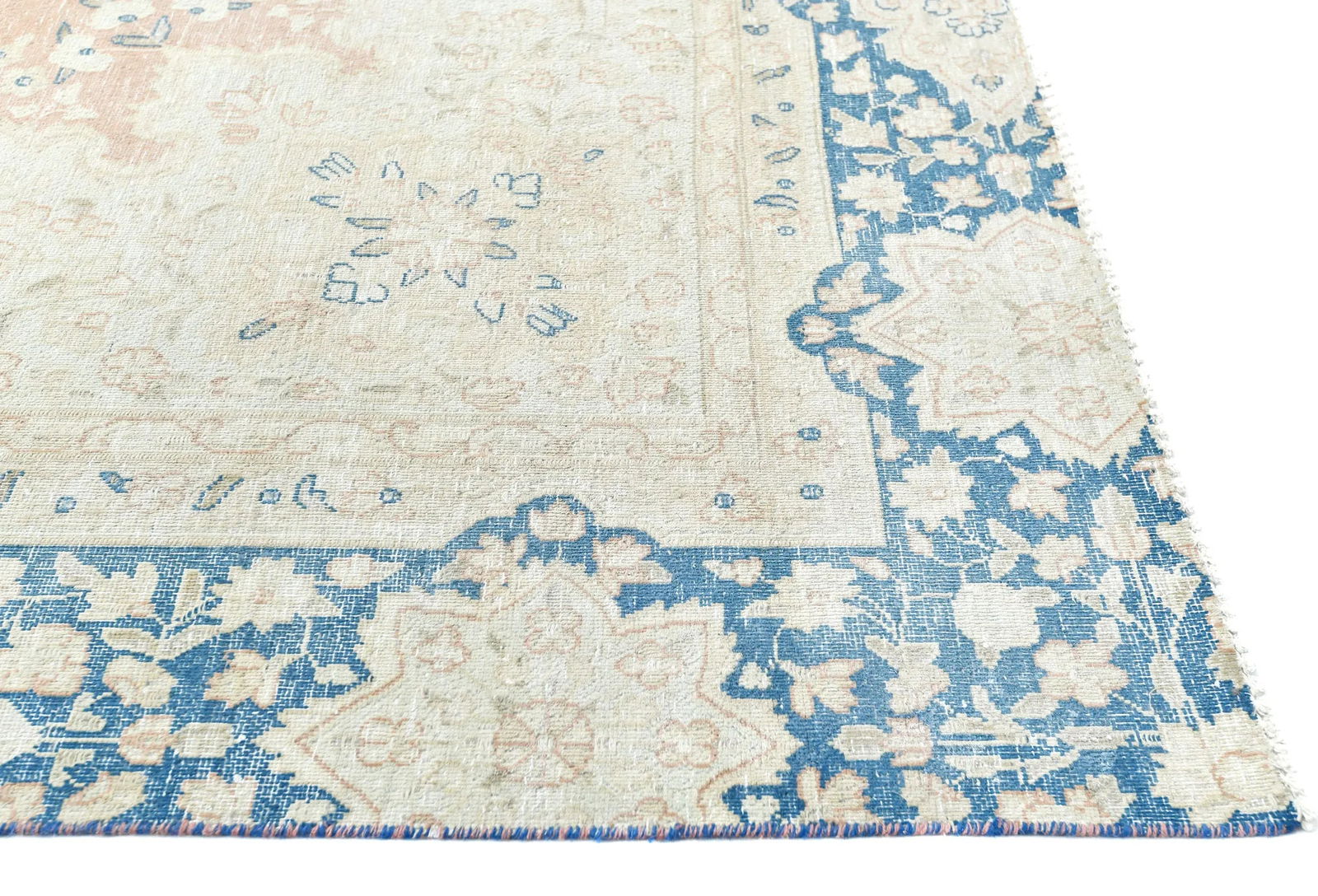 Antique Muted Rust Floral 8X12 Distressed Vintage Oriental Rug - 7