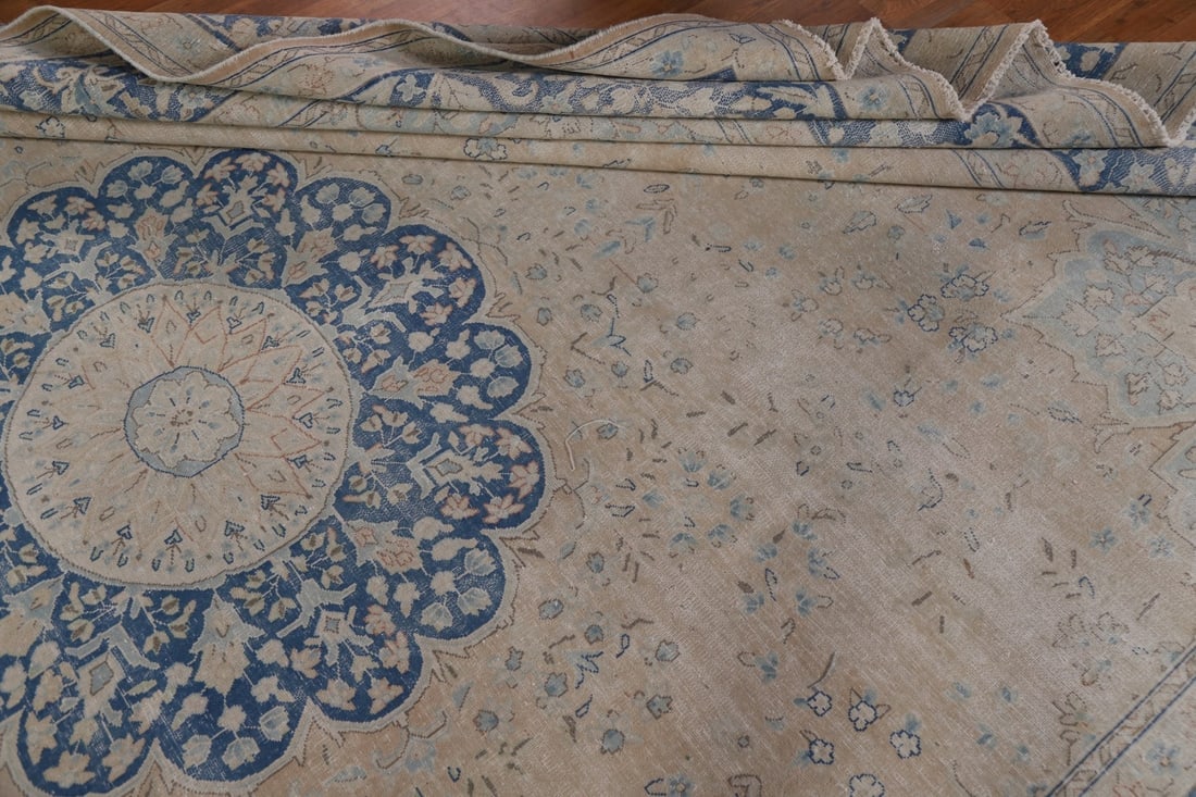 Antique Vegetable Dye Kerman Persian Area Rug 10x13 - 17