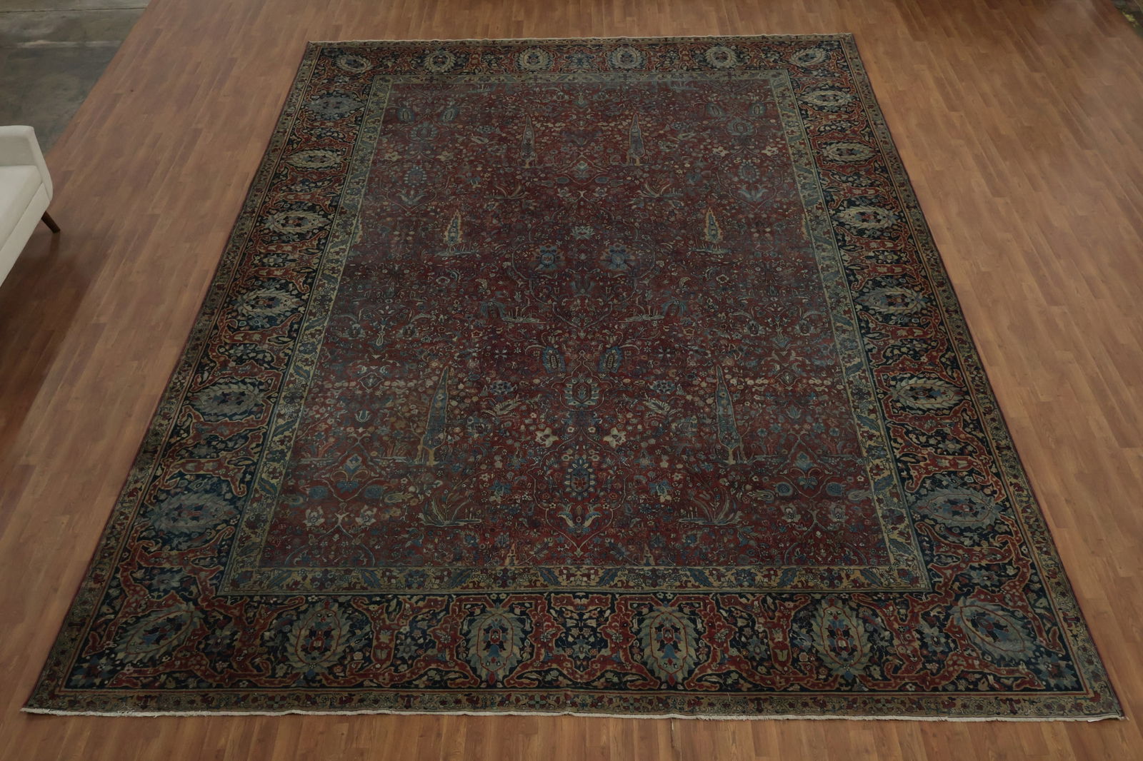 Pre-1900 Antique Tabriz Vegetable Dye Persian Large Rug 13x18 - 4