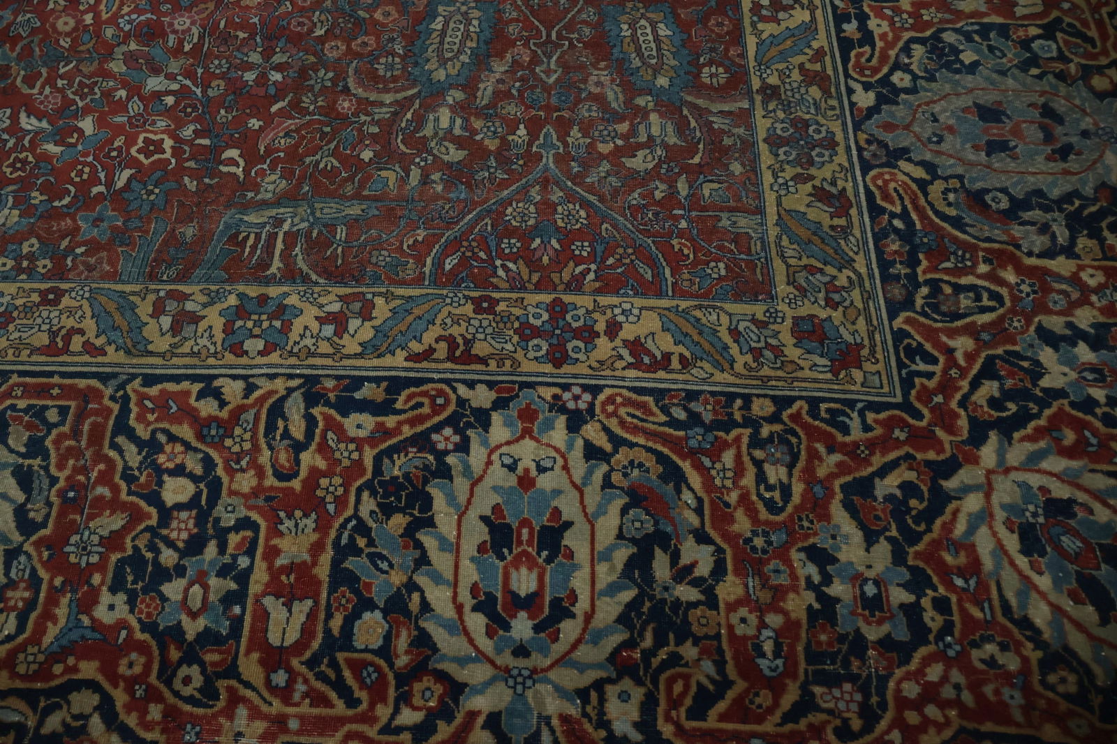 Pre-1900 Antique Tabriz Vegetable Dye Persian Large Rug 13x18 - 7