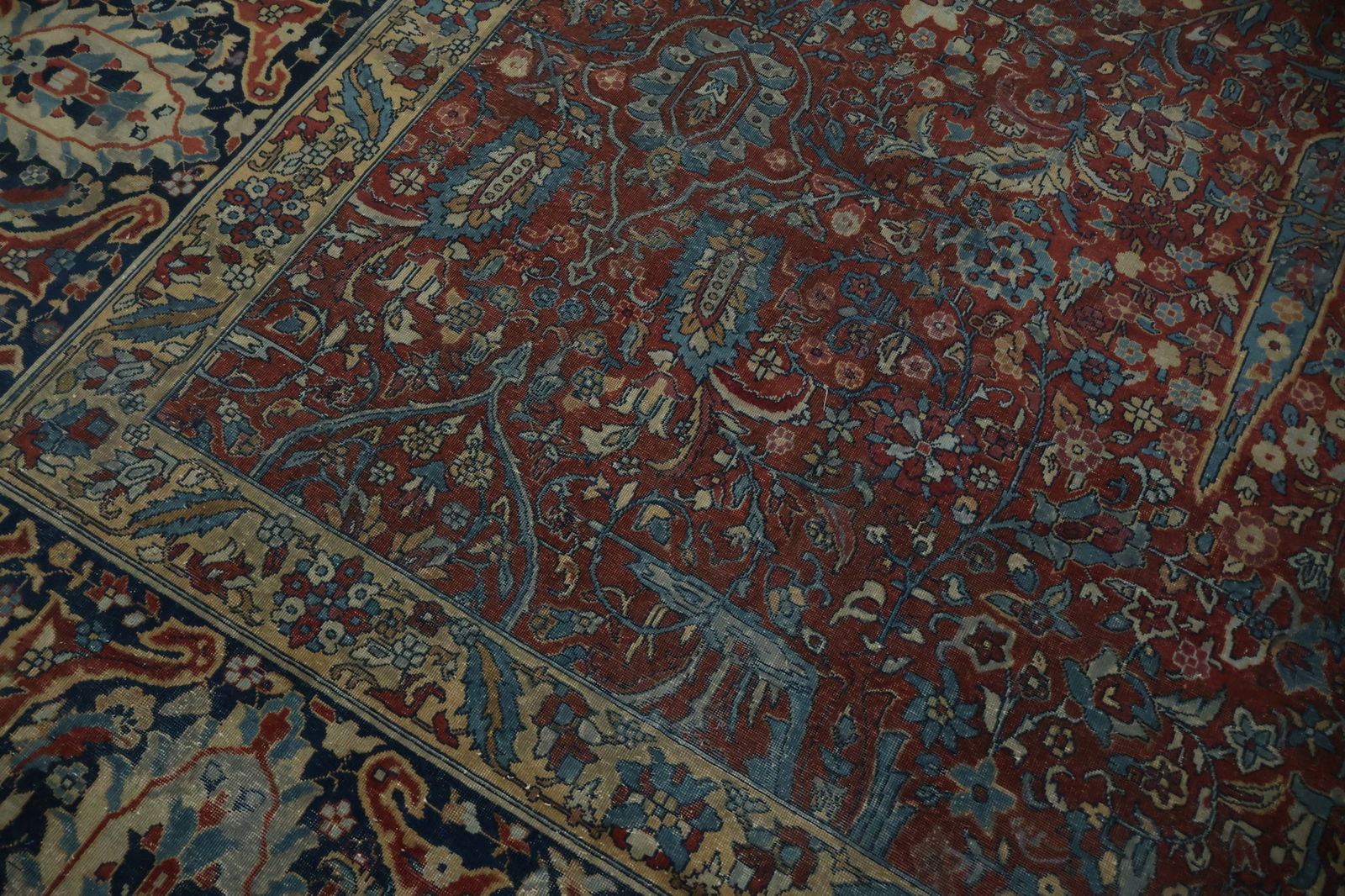 Pre-1900 Antique Tabriz Vegetable Dye Persian Large Rug 13x18 - 8