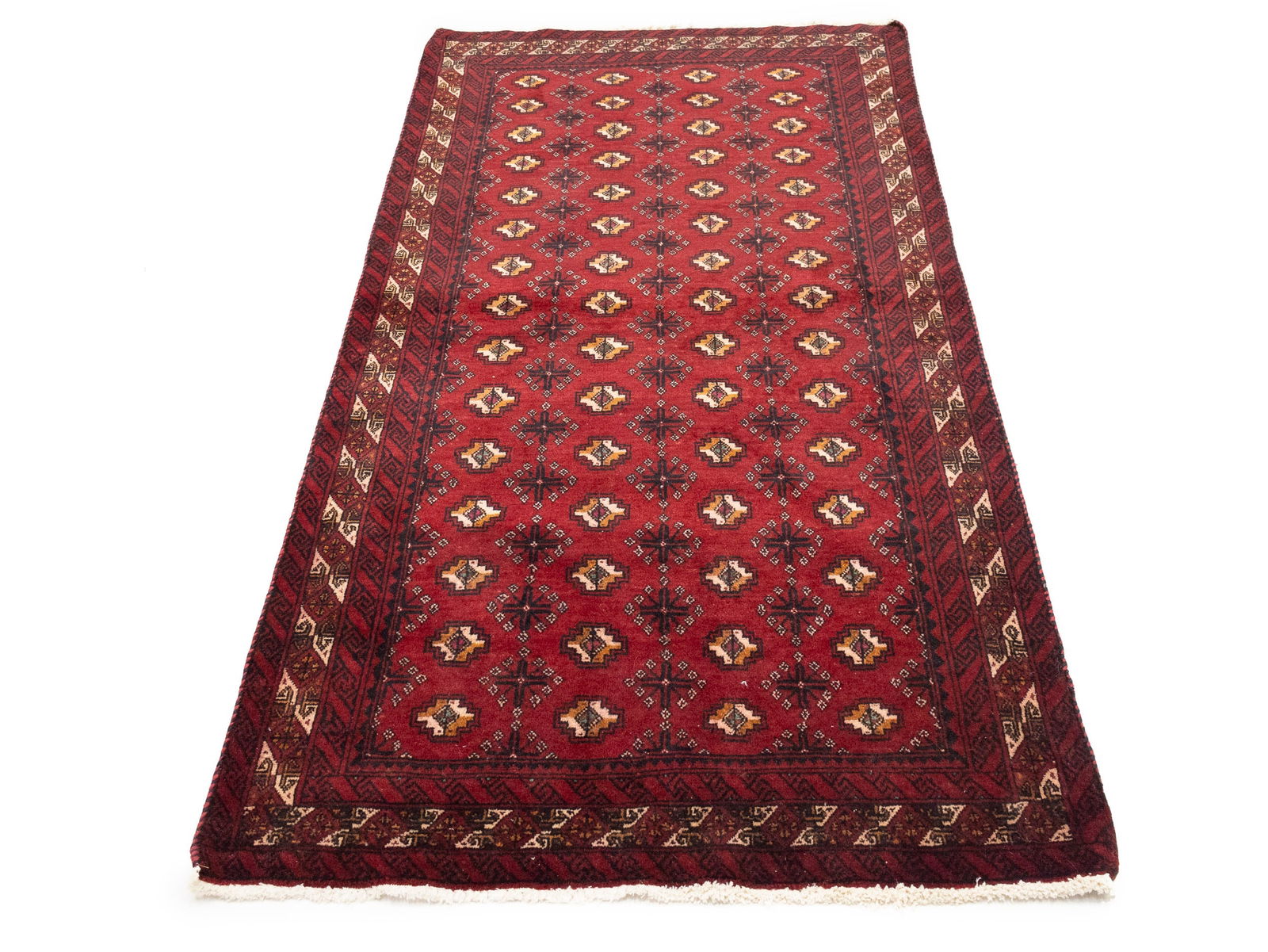 Vintage Red Tribal 3'6X6'8 Balouch Persian Rug - 3