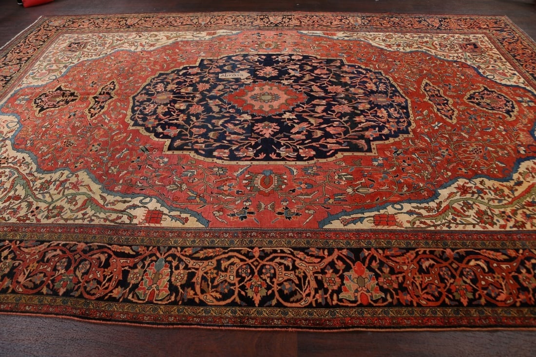 Pre-1900 Antique Vegetable Dye Sarouk Farahan Persian Area Rug 9x12 - 13